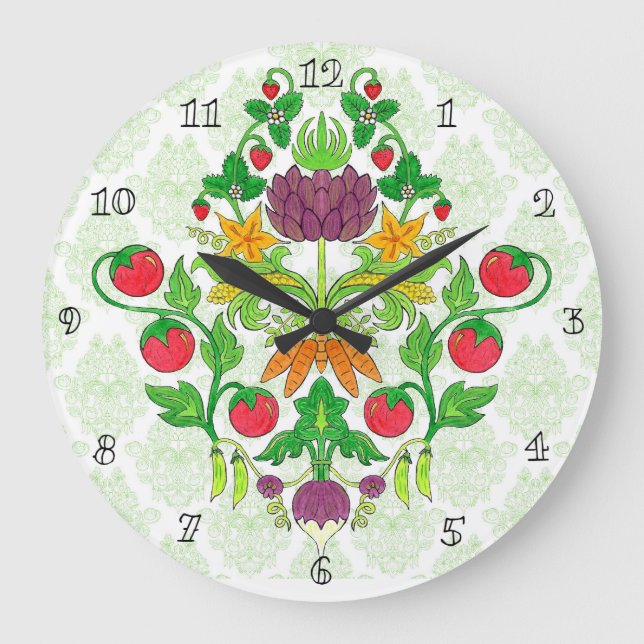 Market Fresh Damask Large Clock (Front)