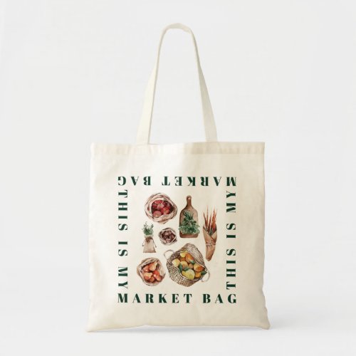 Market Grocery Vegetables Eco Green Watercolor  Tote Bag