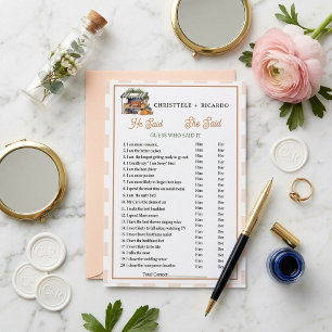 Market  He said she said Bridal shower game card