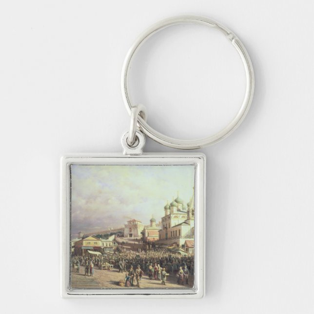 Market in Nishny, Novgorod, 1872 Keychain (Front)