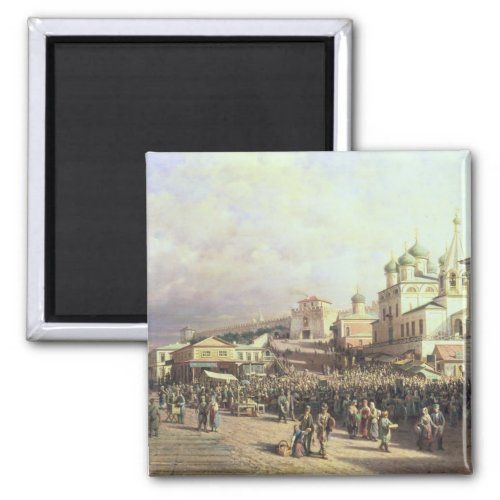 Market in Nishny Novgorod 1872 Magnet