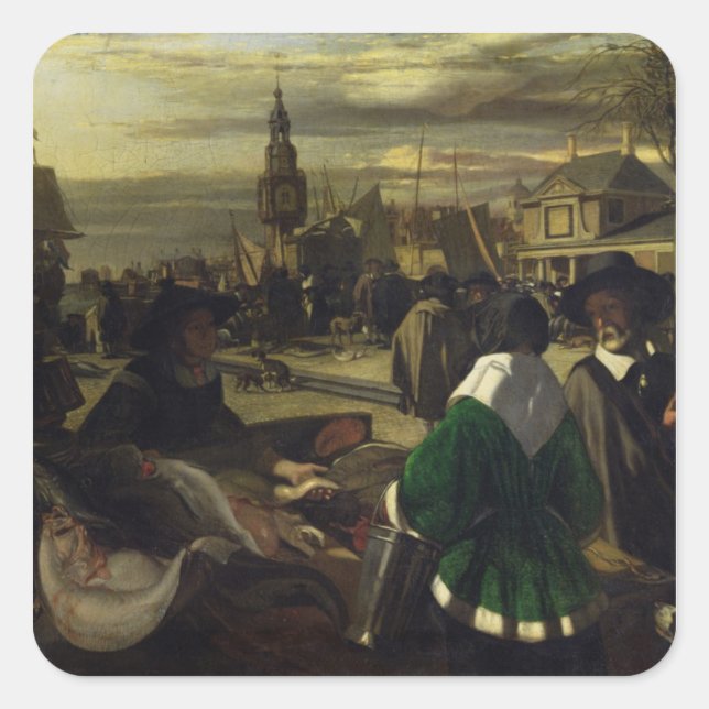 Market in the Hague, c.1660 Square Sticker (Front)