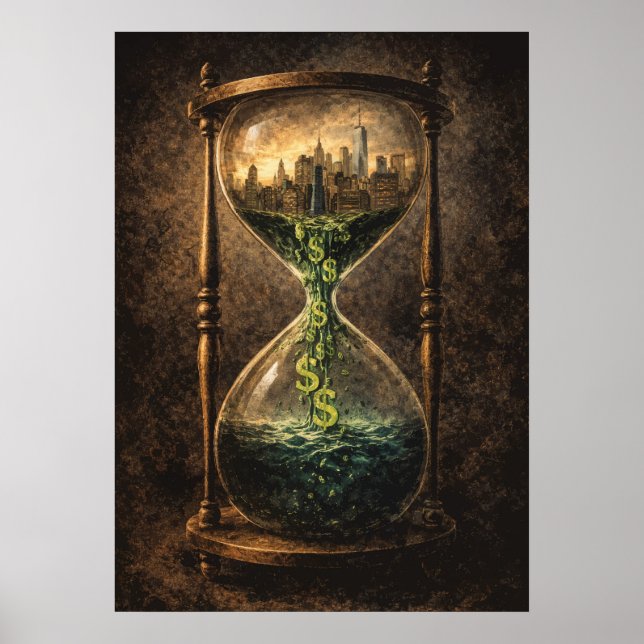 Market Liquidity Hour Glass Day Trading Surreal Poster (Front)
