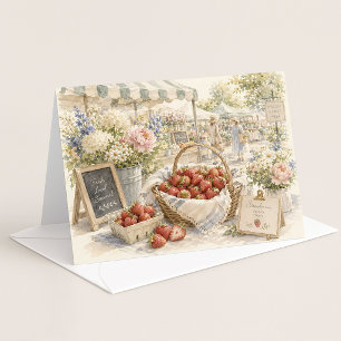 Market Morning Strawberry Watercolor Note Card