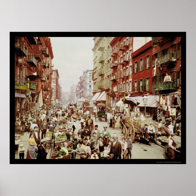 Market Mulberry St. New York City 1900 Poster (Front)