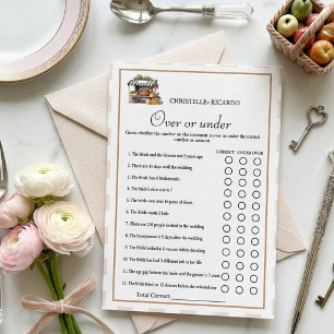 Market Over or under bridal shower game Card