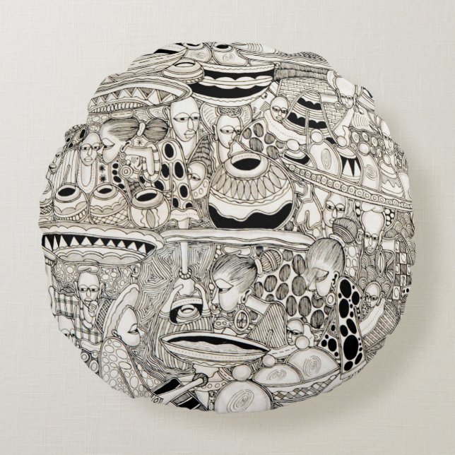 Market place round pillow (Front)