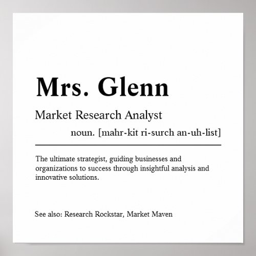 Market Research Analyst Personalized Gift Poster