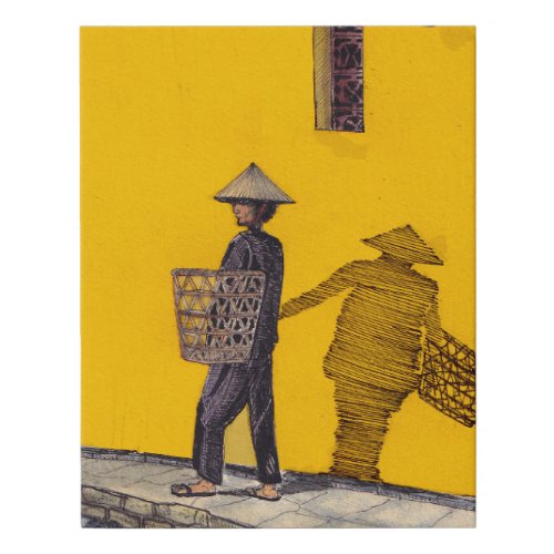 Market Salesman In Hoi An Vietnam Illustration Faux Canvas Print
