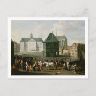Market Scene before the Dam Palace, Amsterdam Postcard