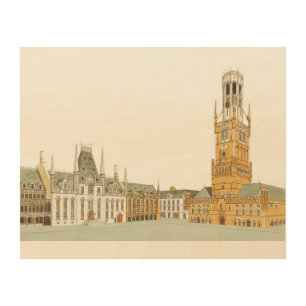Market Square. Bruges Belgium Wood Wall Decor