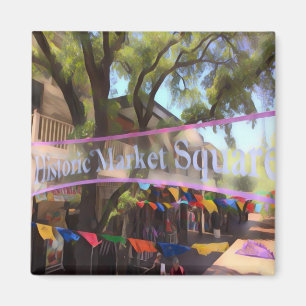 Market Square Watercolor - San Antonio Magnet