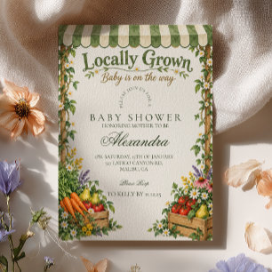 Market Stall Locally Grown Baby Shower Invitation