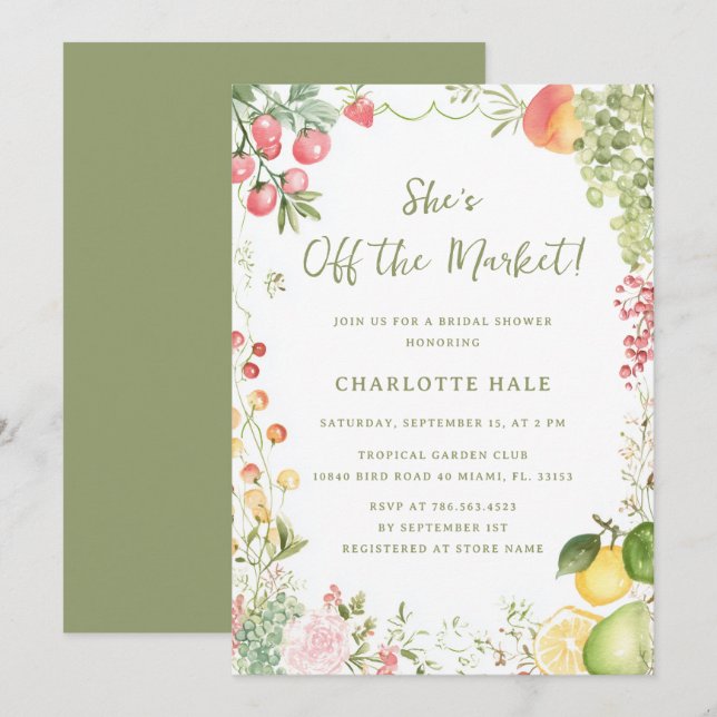 Market Watercolor Bridal Shower Invitation (Front/Back)