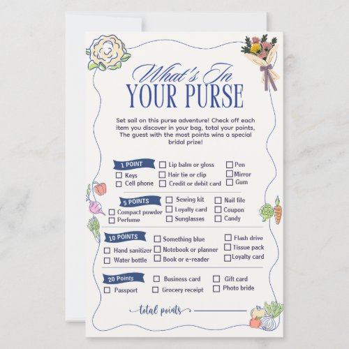 Market What in Your Purse Game Bridal Shower