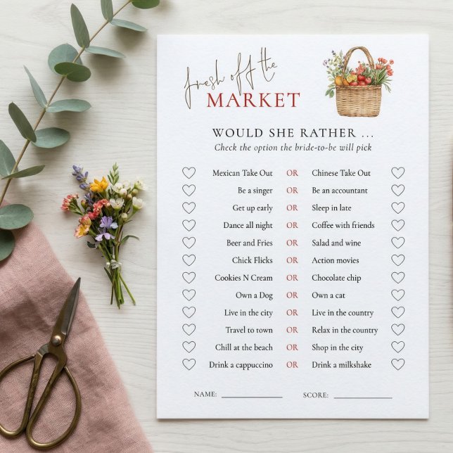 Market Would She Rather Bridal Shower Game Card (Creator Uploaded)