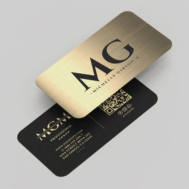 Marketing Black Faux Gold Monogram Elegant Modern Business Card | Zazzle
