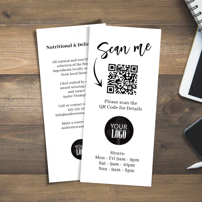 Marketing Brochure Logo Simple QR Code Rack Card | Zazzle