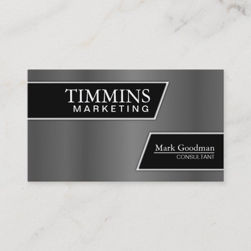 Customizable Marketing Business Card - Stylish Silver &amp; Black