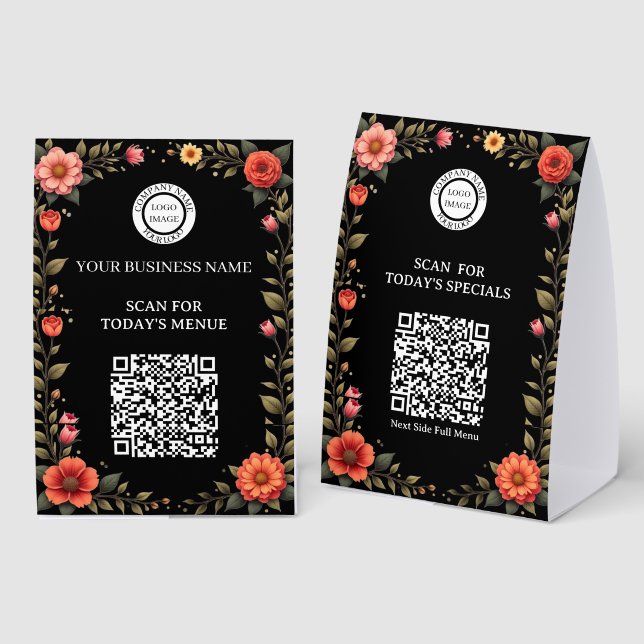 Marketing Business Company Logo Scan Qr Code  Paper Table Tent (Front/Back)
