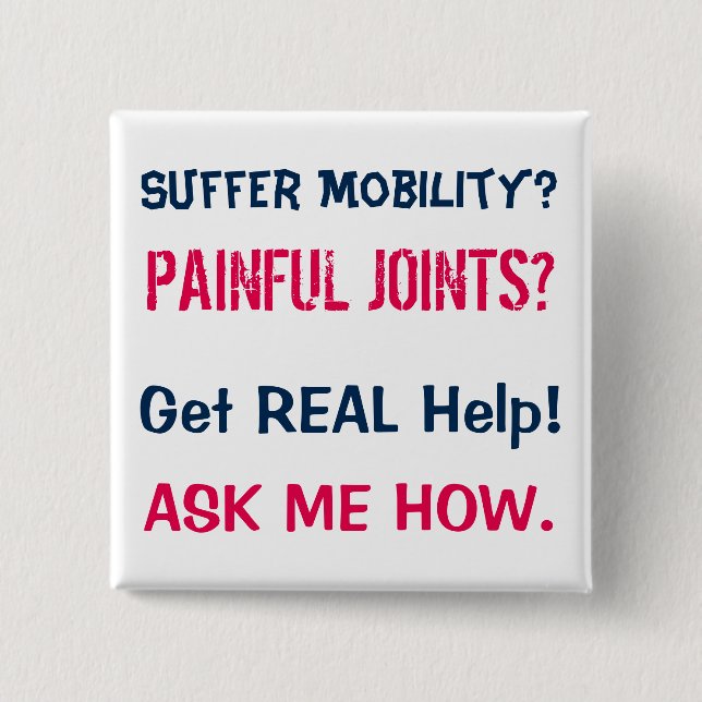 Marketing Button to Promote Joint Pain Help (Front)