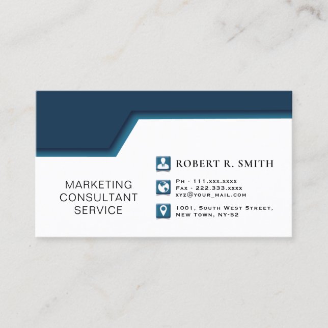 Marketing consultant Blue & WhiteBusiness Card (Front)