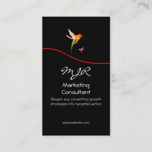 Marketing Consultant Monogram Hummingbird Logo Business Card