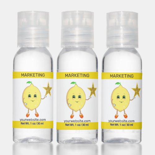 Marketing cute lemon star logo  editable text hand sanitizer