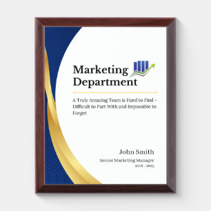 Marketing Department Farewell Team Quote Award Plaque
