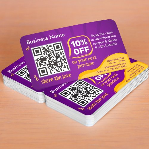 Marketing Discount QR Code To Scan For Customer Business Card