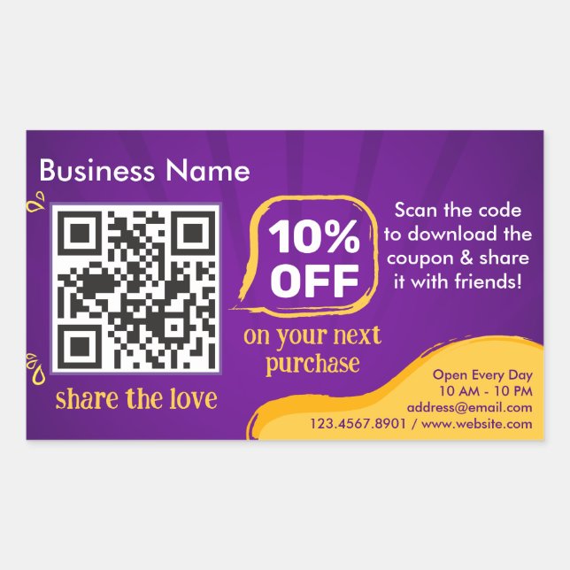 Marketing Discount QR Code To Scan For Customer Rectangular Sticker (Front)