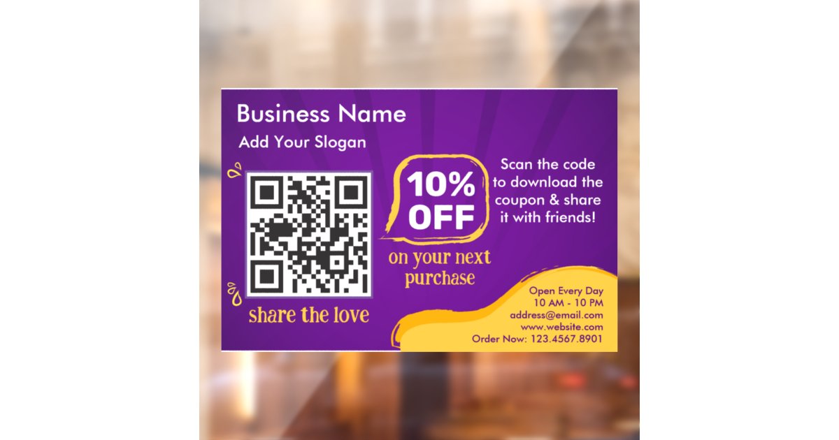 Marketing Discount QR Code To Scan For Customer Window Cling Zazzle