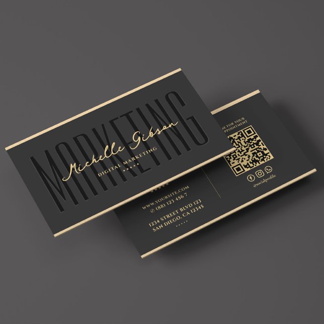 Marketing Elegant Black Faux Gold Professional Business Card (Marketing Elegant Black Faux Gold Professional Business Card
)