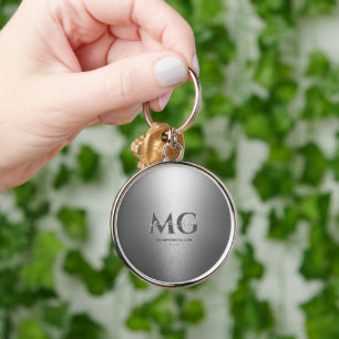 Marketing Grey Silver Professional Name Initials Keychain