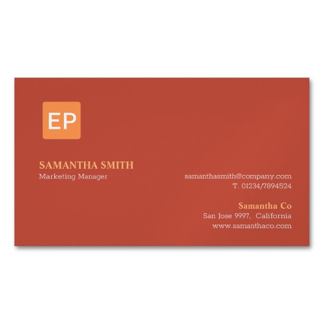 Marketing Manager Red Orange Business Card Magnet (Front)