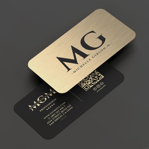 Marketing Monogram Elegant Gold Black Modern Business Card