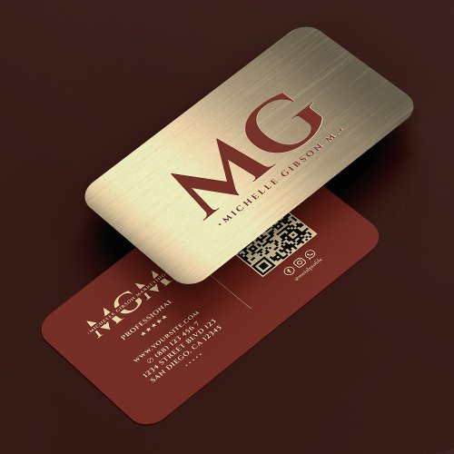 Marketing Monogram Elegant Terracotta Gold Modern Business Card