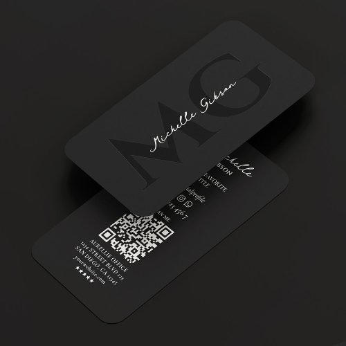 Marketing Monogram Professional Black White Modern Business Card