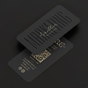 Marketing Professional Black Modern Social QR Business Card