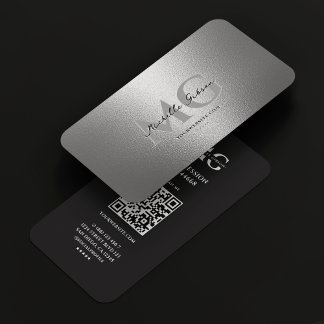 Marketing Professional Silver Black Modern Business Card