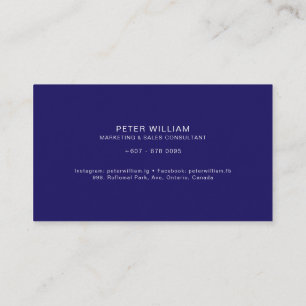 Marketing & Sales Consultant Navy Blue Business Card