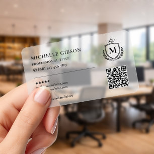  Marketing Transparent Professional Initial QR  Clear Business Cards