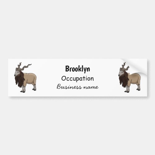 Markhor goat cartoon illustration  bumper sticker