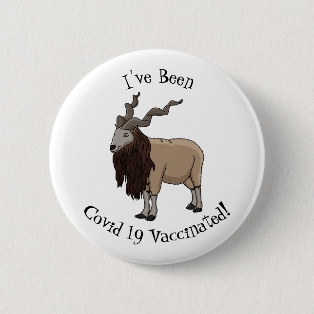 Markhor goat cartoon illustration  button (Front)