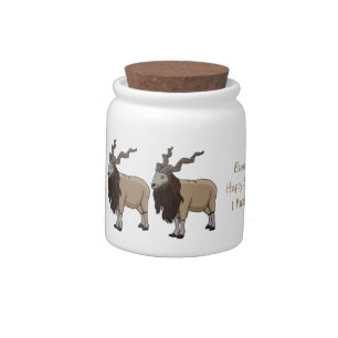 Markhor goat cartoon illustration candy jar