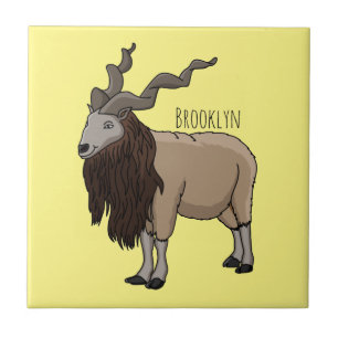 Markhor goat cartoon illustration ceramic tile