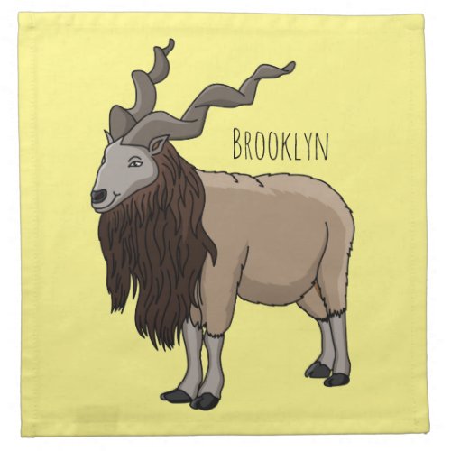 Markhor goat cartoon illustration cloth napkin