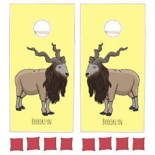 Markhor goat cartoon illustration cornhole set