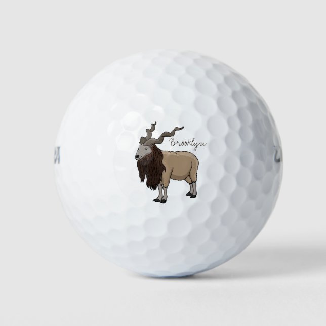 Markhor goat cartoon illustration golf balls (Front)