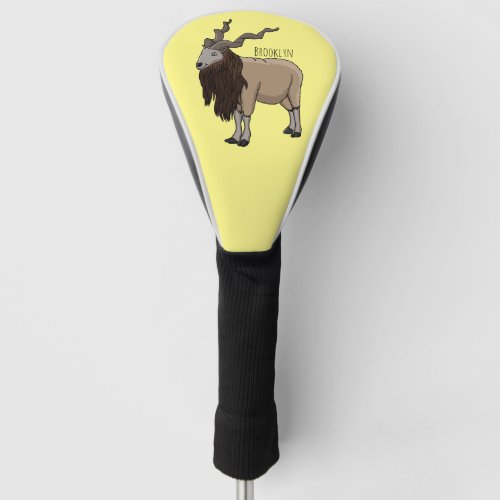 Markhor goat cartoon illustration golf head cover